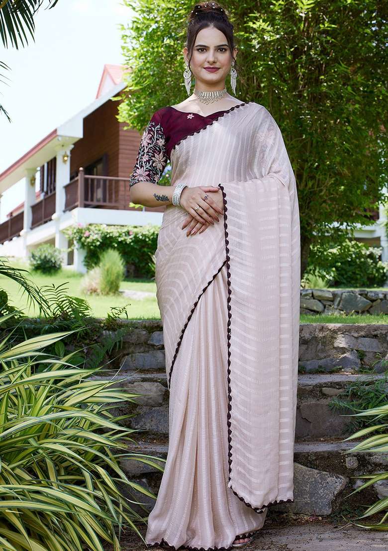 Chicku Embroidered Chiffon Saree Set - Indya