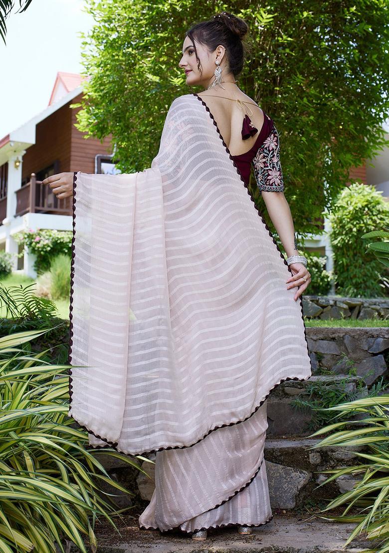 Chicku Embroidered Chiffon Saree Set