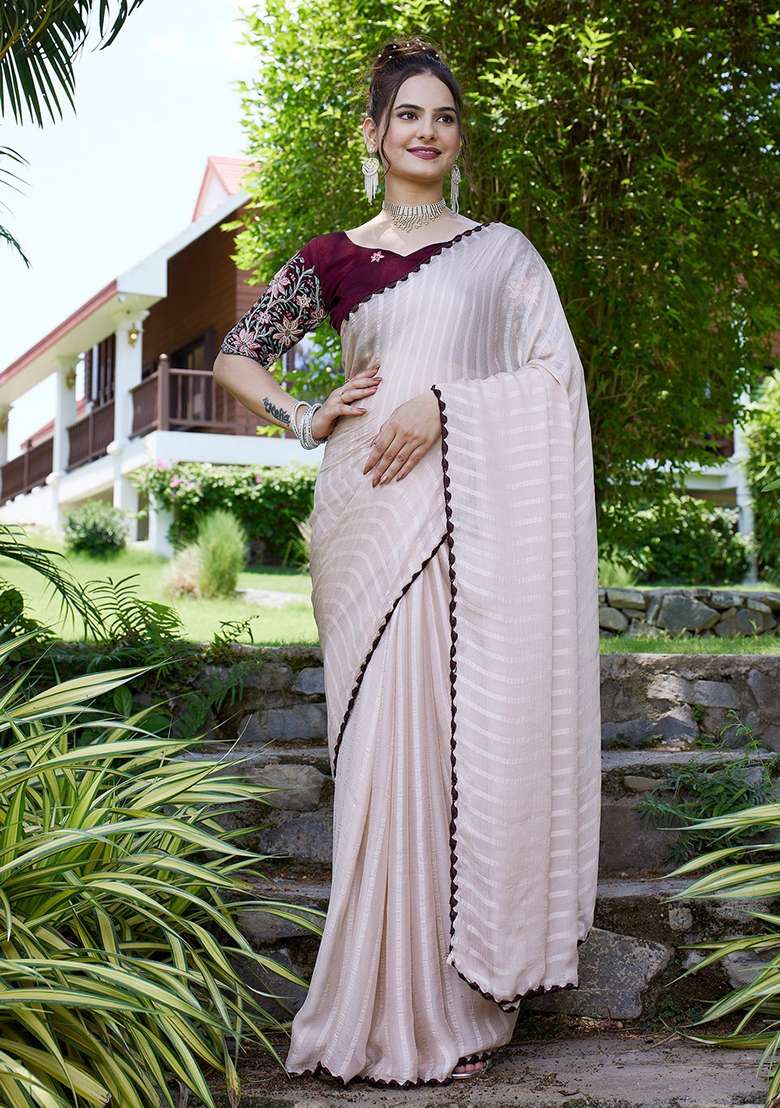 Chicku Embroidered Chiffon Saree Set - Indya