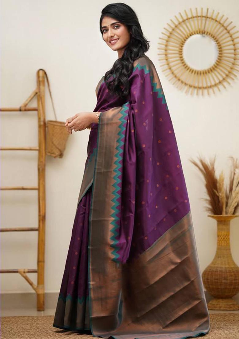 Light Blue Embroidered Silk Saree Set