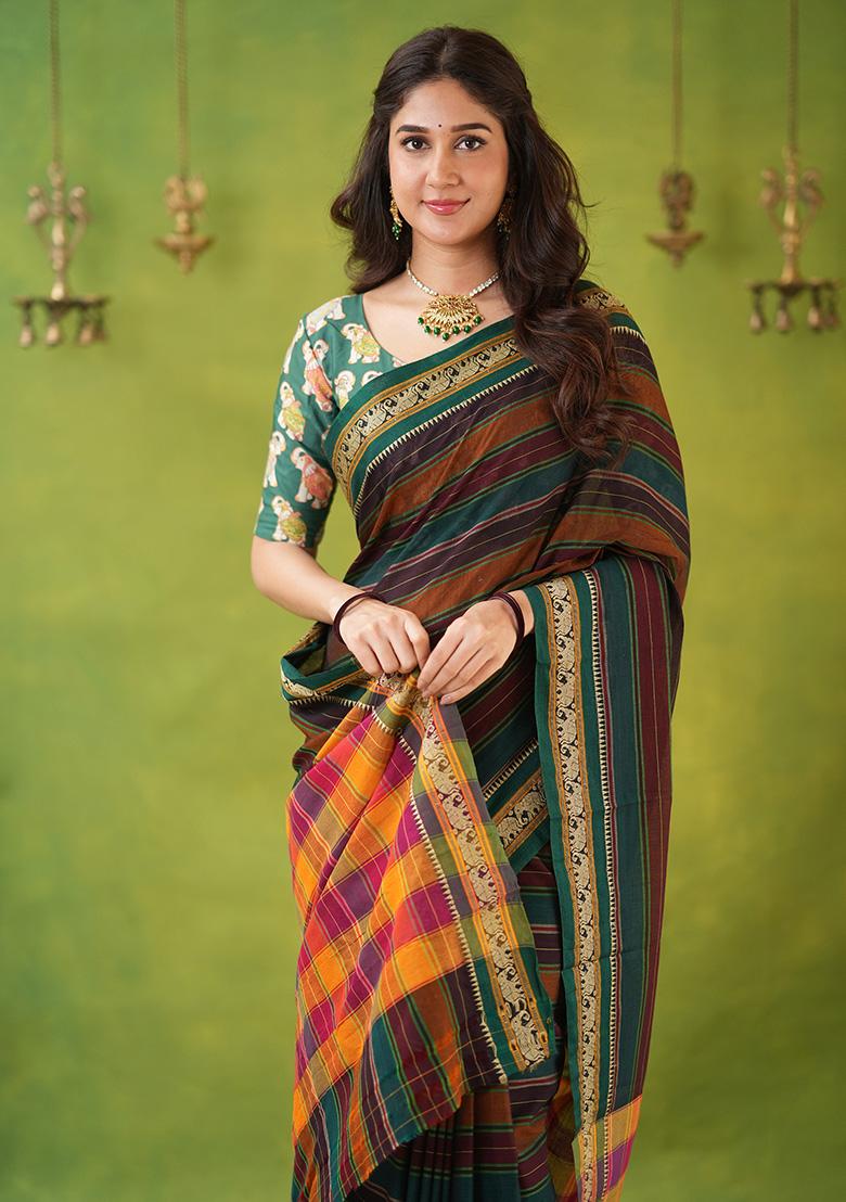 Multi Weaving Cotton Saree Set