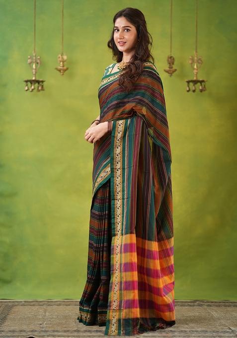 Multi Weaving Cotton Saree Set