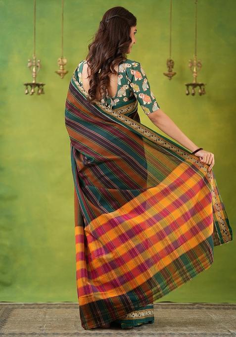 Multi Weaving Cotton Saree Set