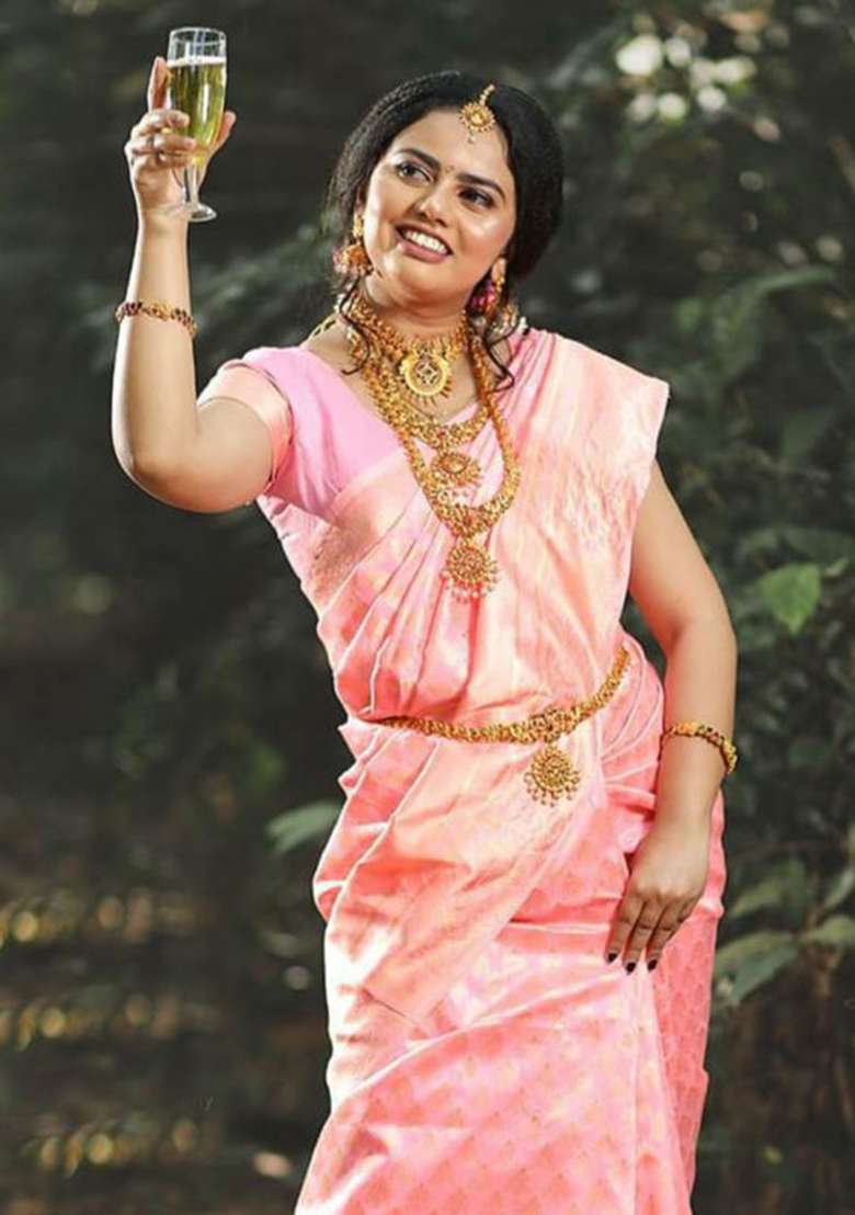 Pink Embroidered Silk Blend Saree Set for Diwali and Festive Wear - Indya
