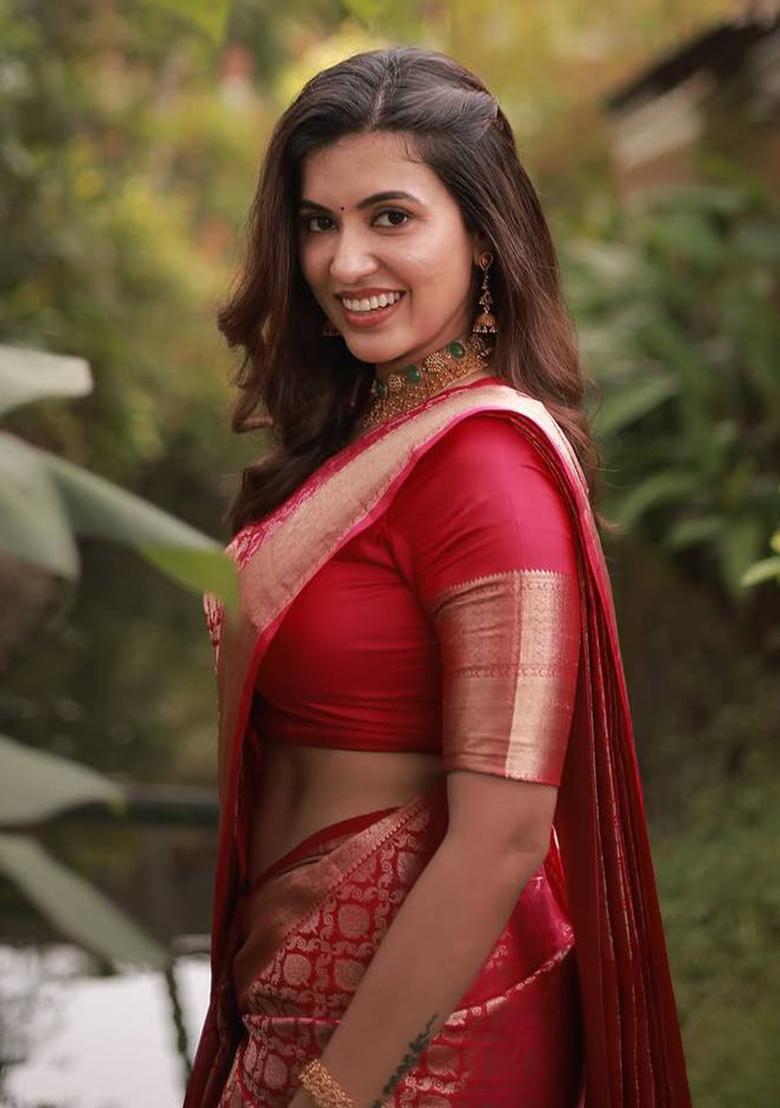 Pink Jacquard Work Soft Lichi Silk Saree Set