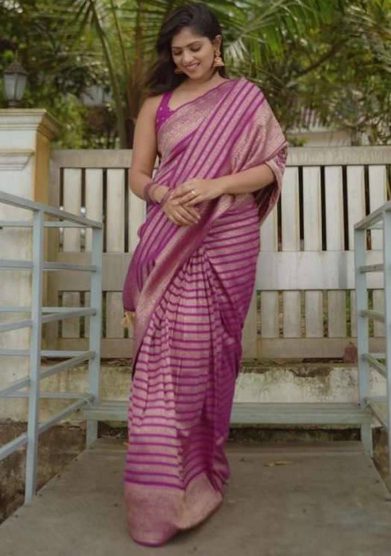 Onion Pink Jacquard Work Soft Lichi Silk Saree Set