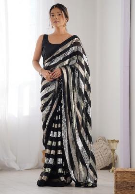 Black Sequance Georgette Saree Set