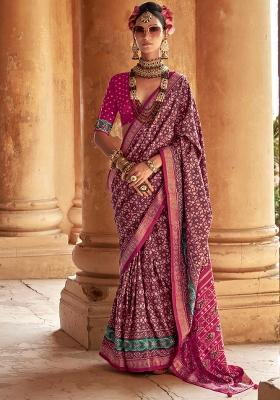 Pink Printed Silk Saree