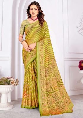 Green Embroidered Blended Saree