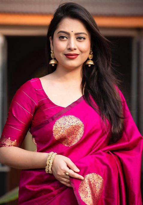 Rani Printed Silk Saree