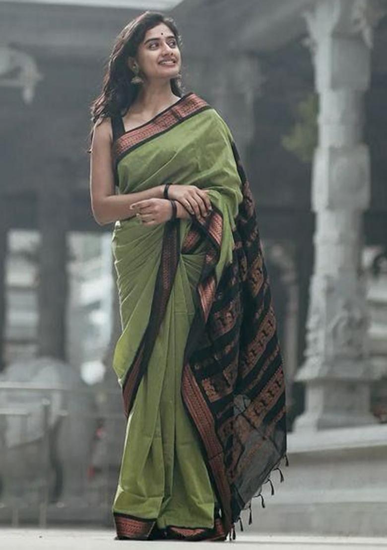 Light Green Printed Silk Saree