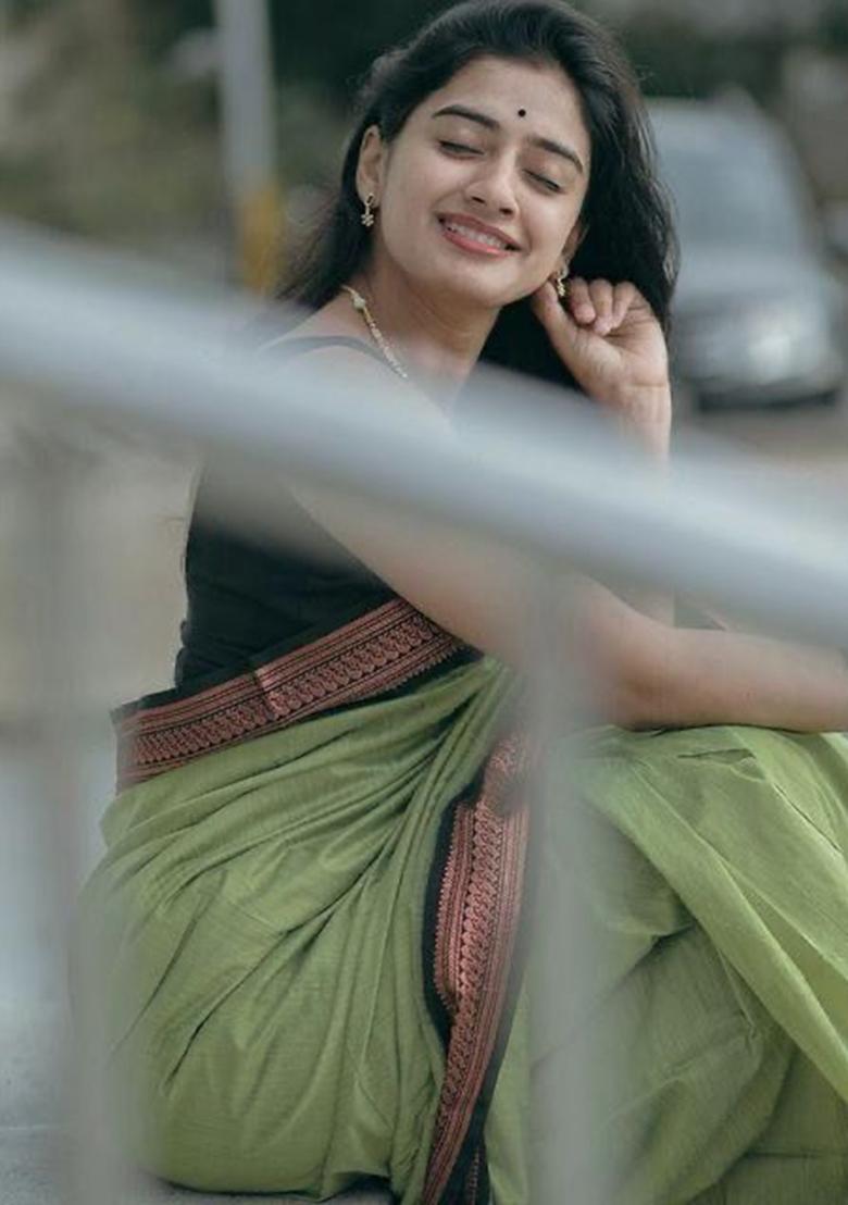 Light Green Printed Silk Saree