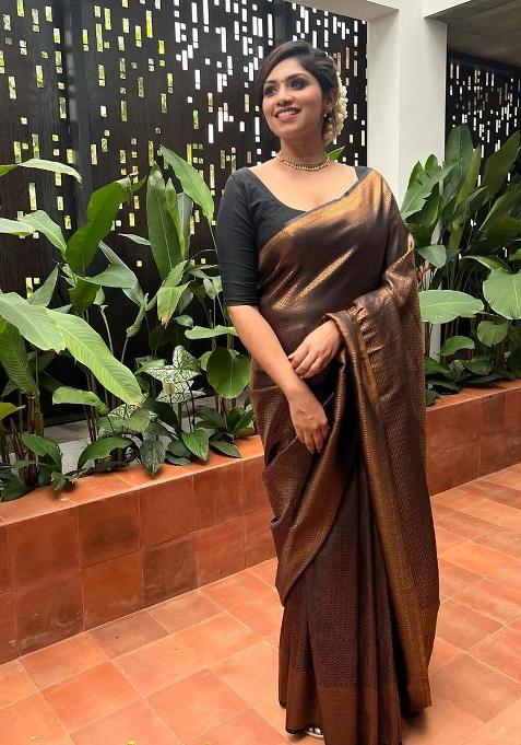 Black Printed Silk Saree