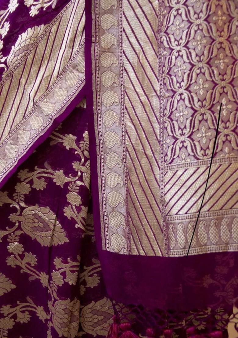 Wine Printed Silk Saree