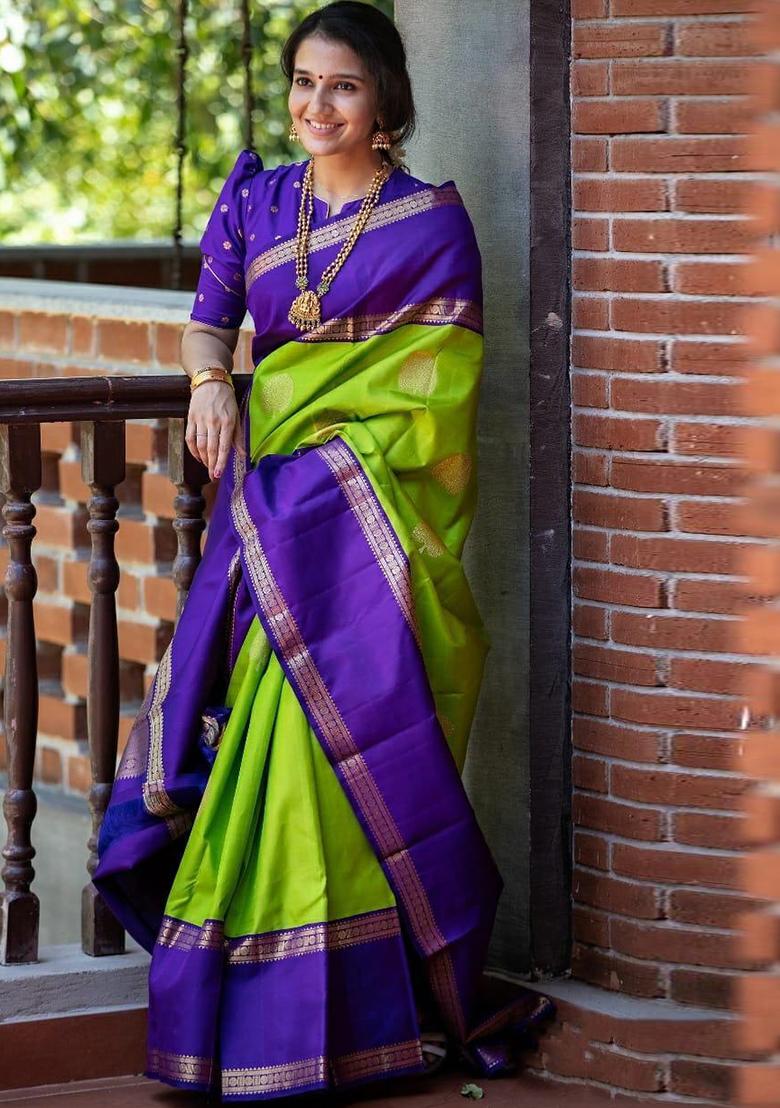 Green Printed Silk Saree