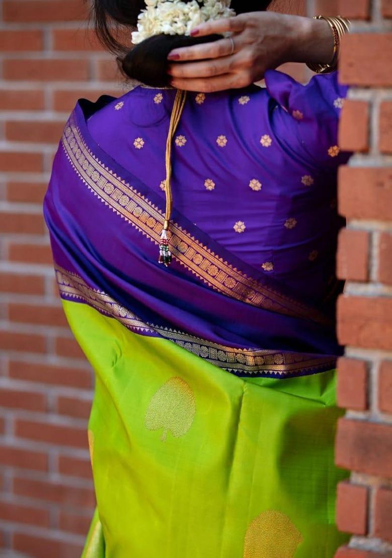 Green Printed Silk Saree