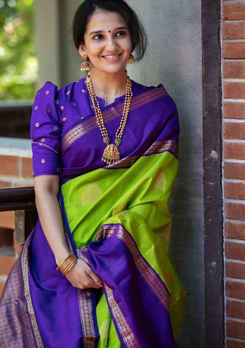 Green Printed Silk Saree