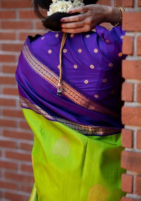 Green Printed Silk Saree