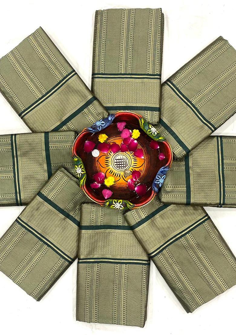 Green Printed Silk Saree