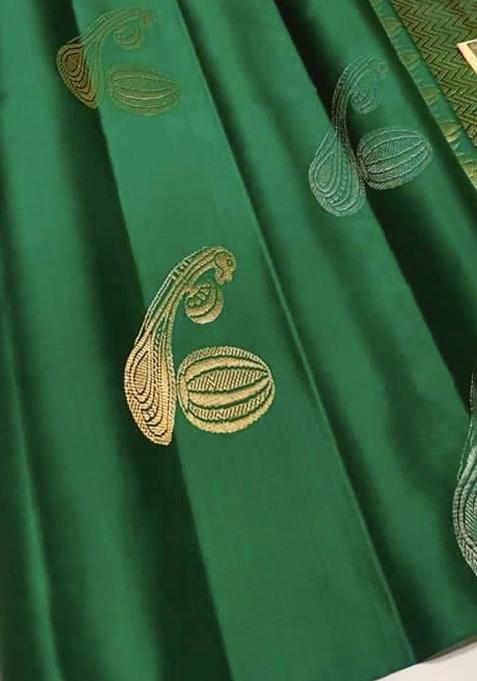 Green Printed Silk Saree