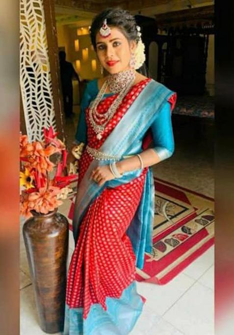 Red Printed Silk Saree