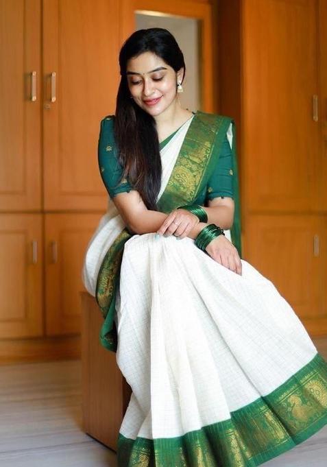 Green Printed Silk Saree