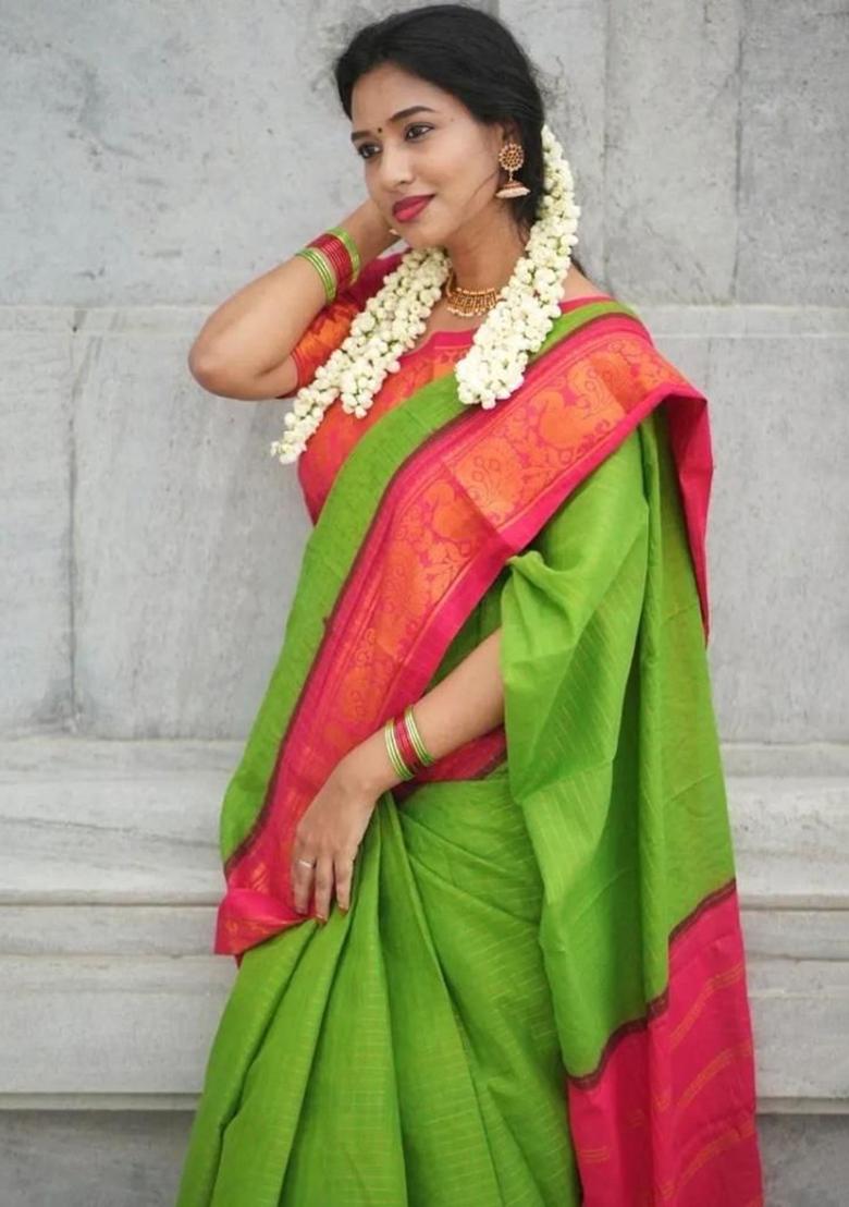 Light Green Printed Silk Saree