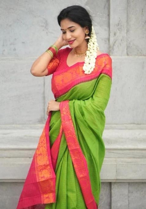 Light Green Printed Silk Saree