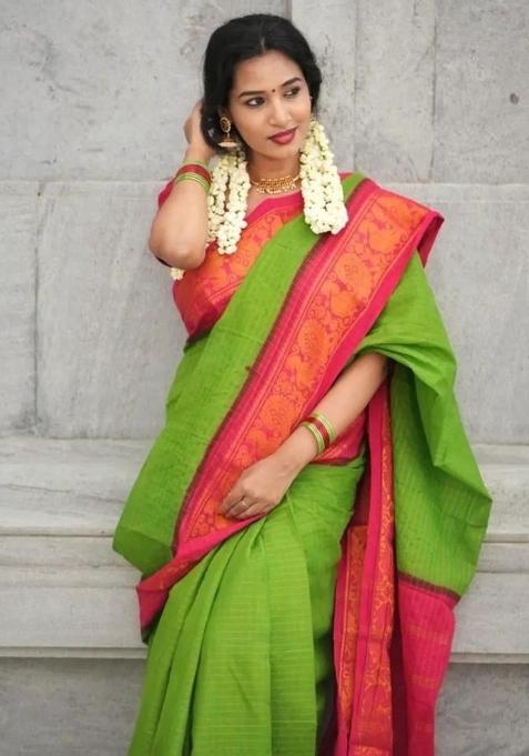 Light Green Printed Silk Saree