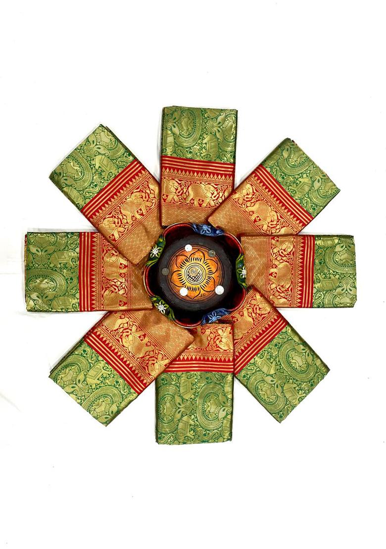 Green Printed Silk Saree