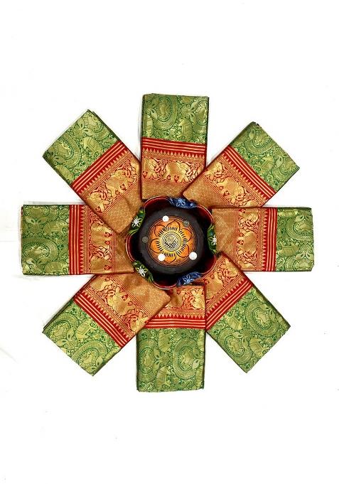 Green Printed Silk Saree