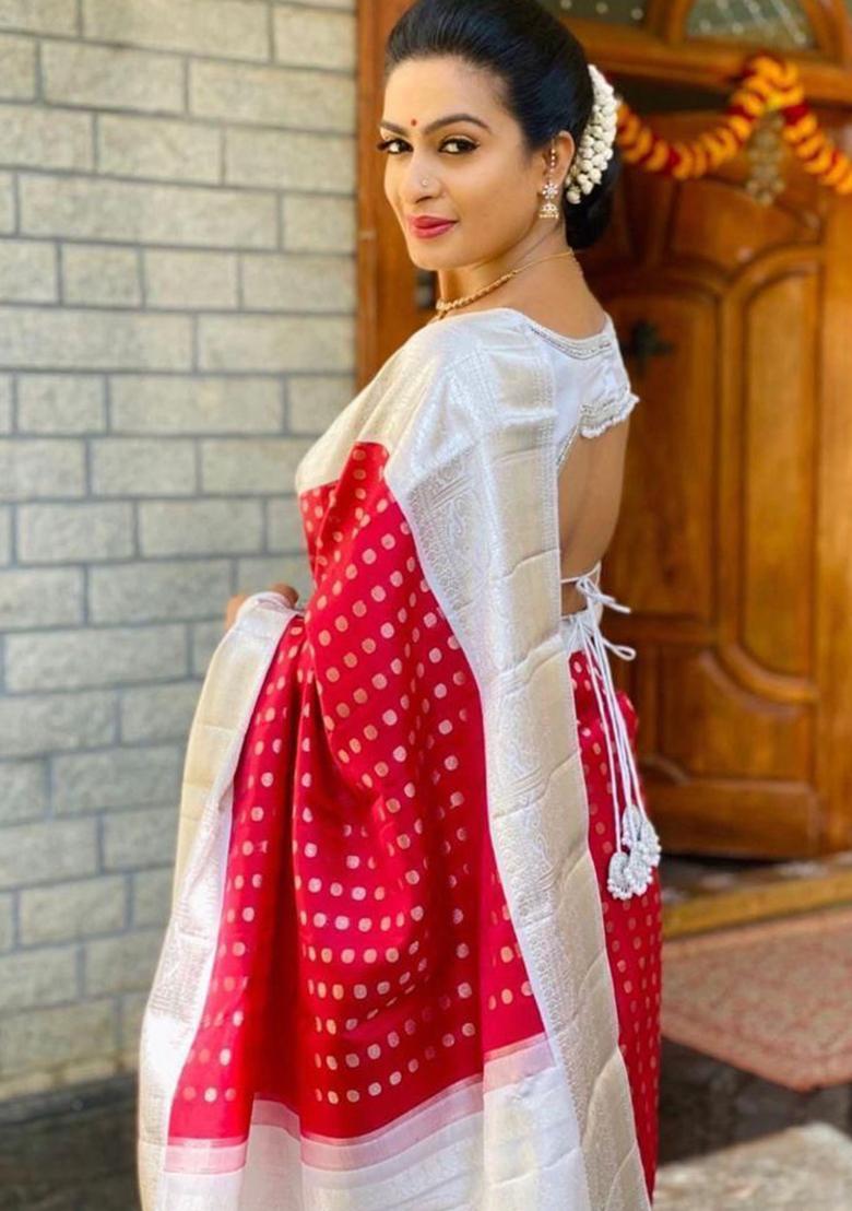 Pink Printed Silk Saree
