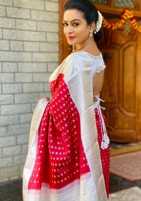 Pink Printed Silk Saree