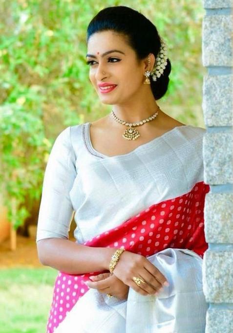 Pink Printed Silk Saree