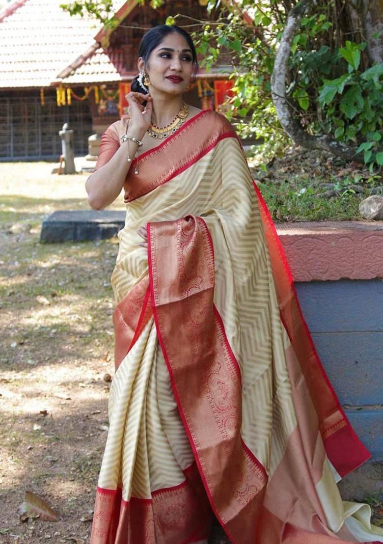 Gold Printed Silk Saree