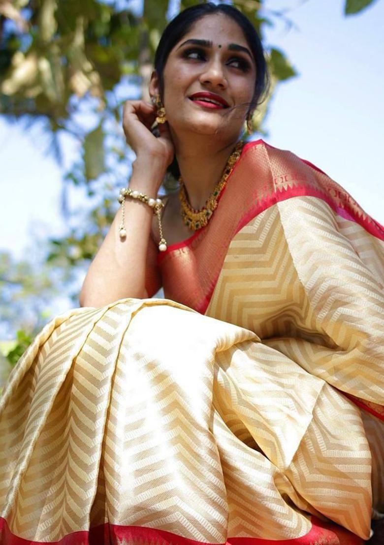 Gold Printed Silk Saree
