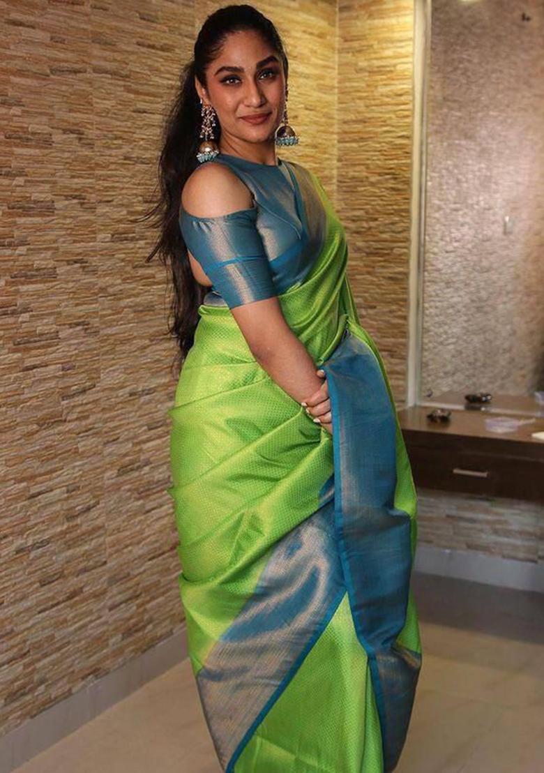 Light Green Printed Silk Saree