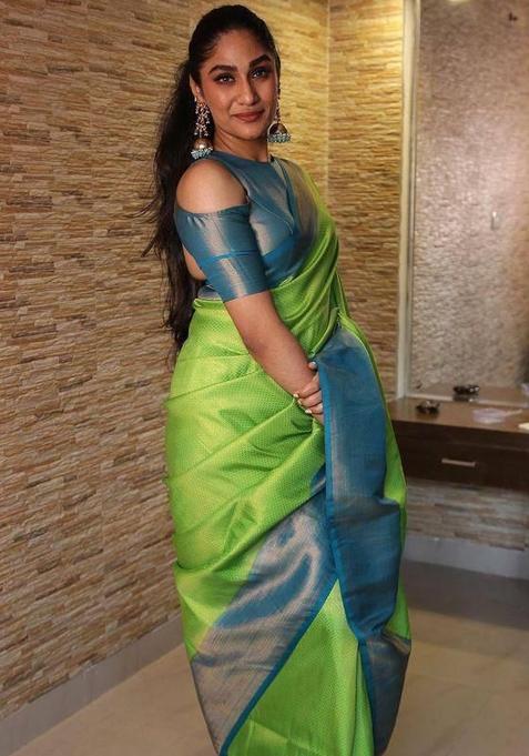 Light Green Printed Silk Saree