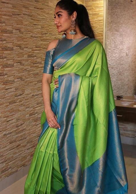Light Green Printed Silk Saree