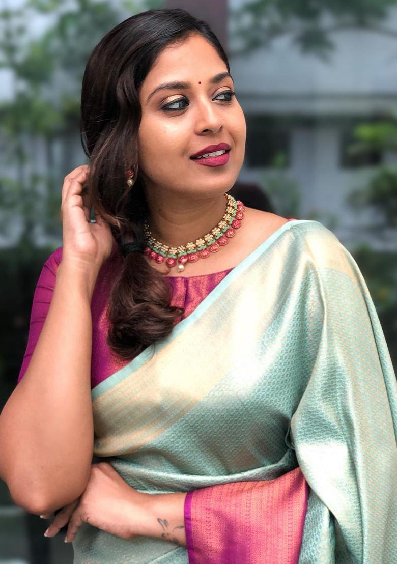 Light Green Printed Silk Saree