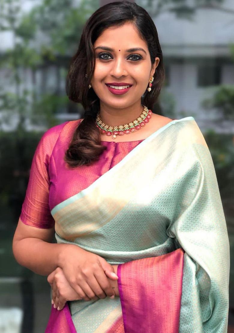 Light Green Printed Silk Saree