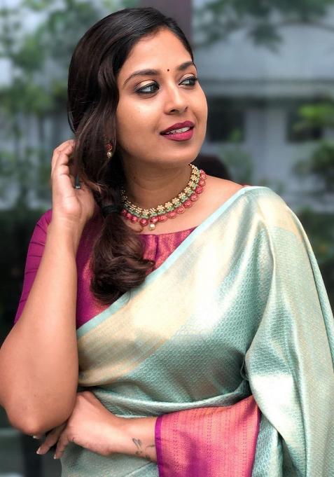 Light Green Printed Silk Saree