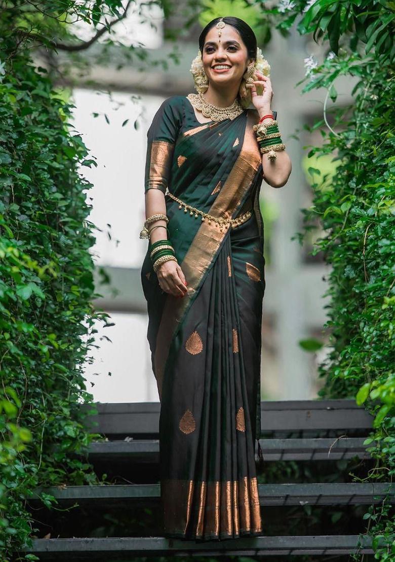 Green Printed Silk Saree