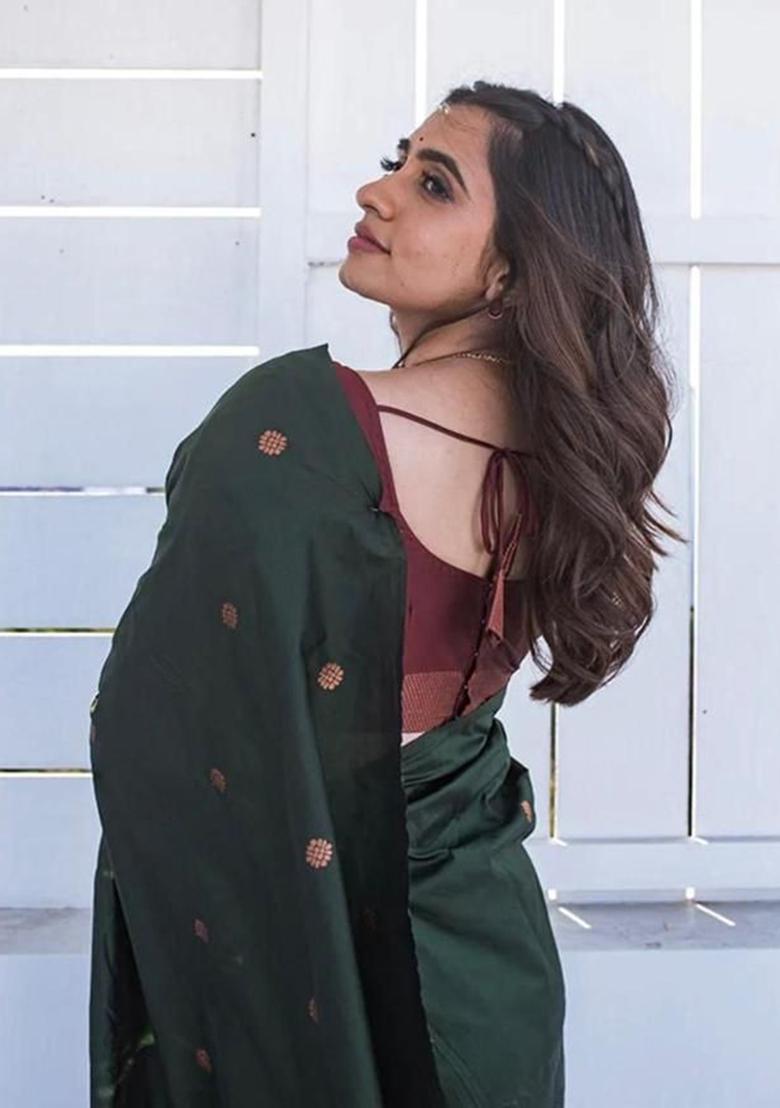 Green Printed Silk Saree