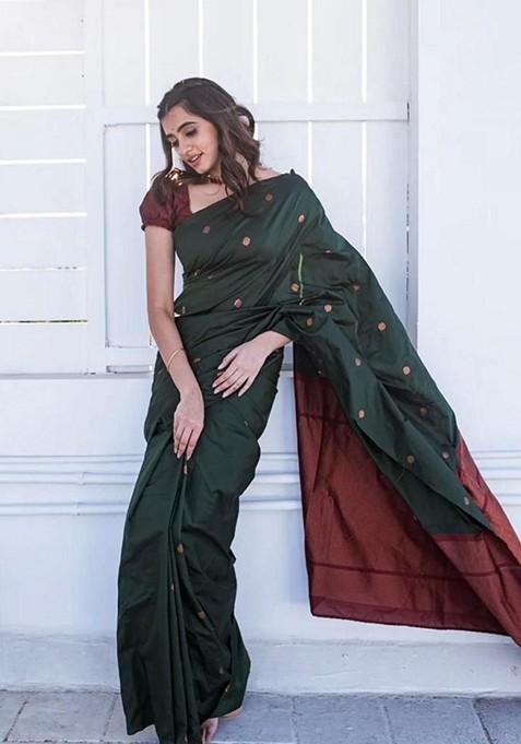 Green Printed Silk Saree