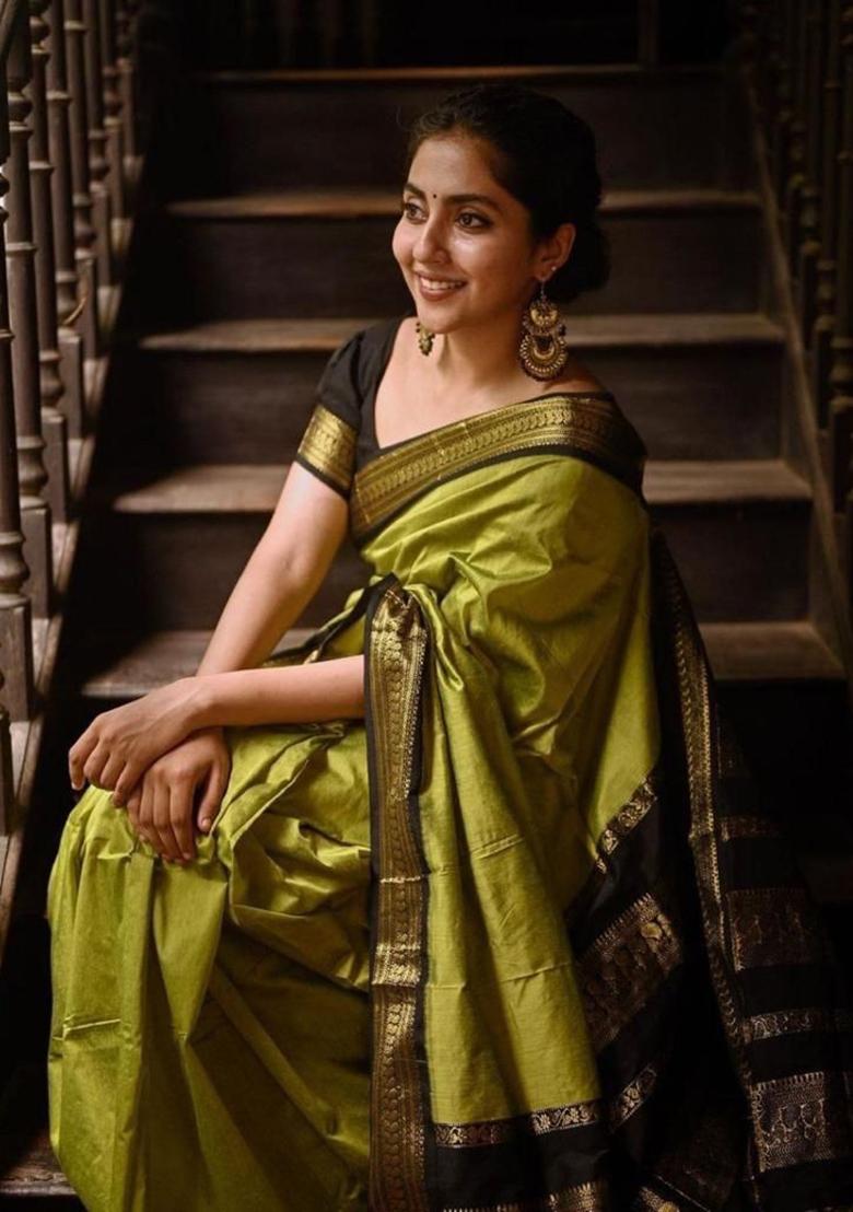 Light Green Printed Silk Saree