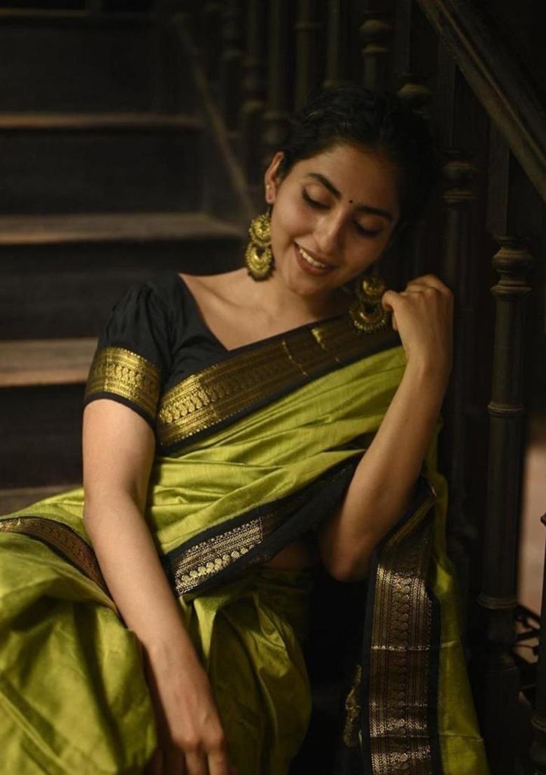 Light Green Printed Silk Saree