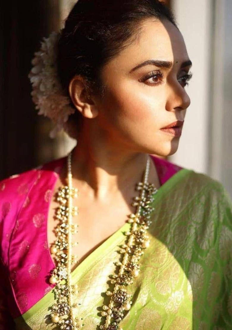 Green Printed Silk Saree