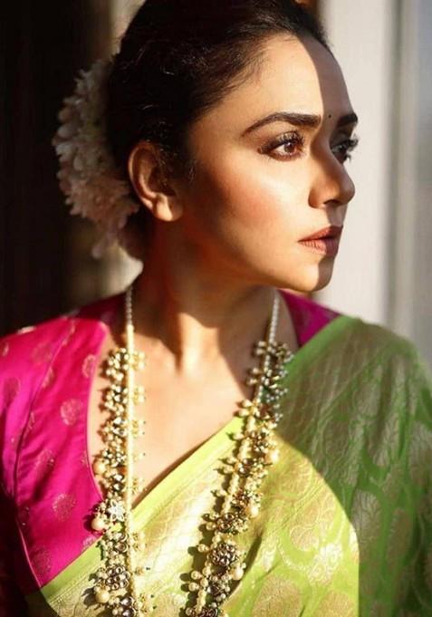 Green Printed Silk Saree