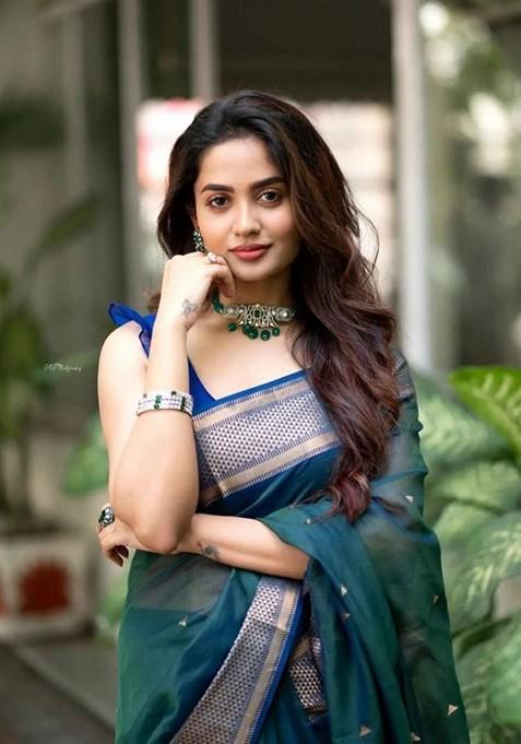 Green Printed Silk Saree